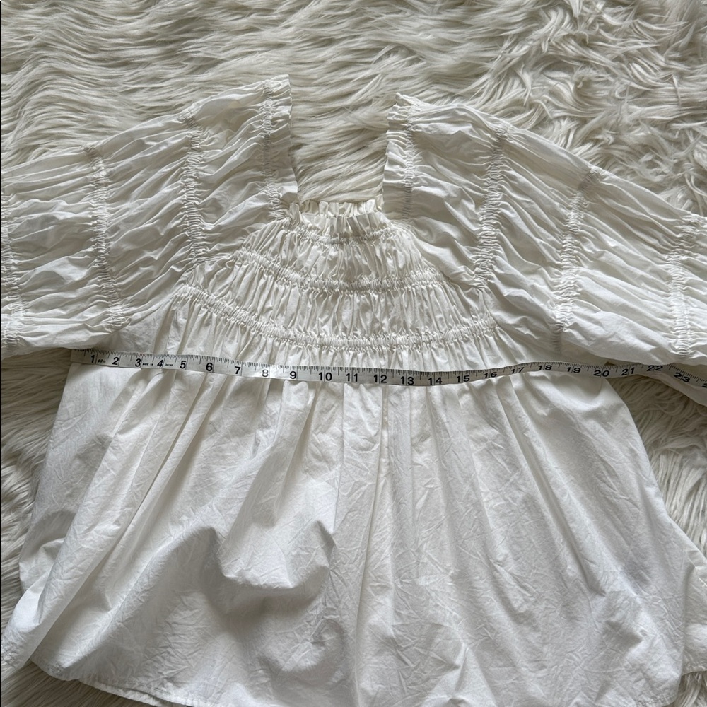 Free People Women's Off-White Off-Shoulder Peplum Top Size L - Picture 12 of 13